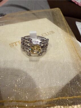 BP ring  with Pale Yellow Center Stone